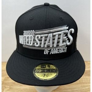 New Era 59FIFTY Fitted Hat United States‎ Of America Patriotic Black Cap 7 1/4